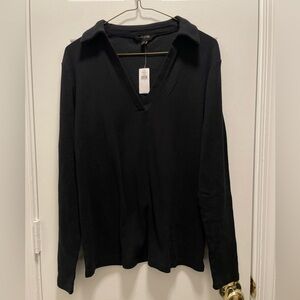 Banana Republic Black V-Neck Long Sleeve Top